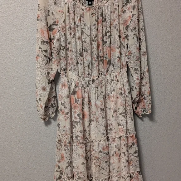 Kate And Lily Floral Long Sleeve Midi  Dress Sheer Lined Tiered Sz 16W - Picture 9 of 12